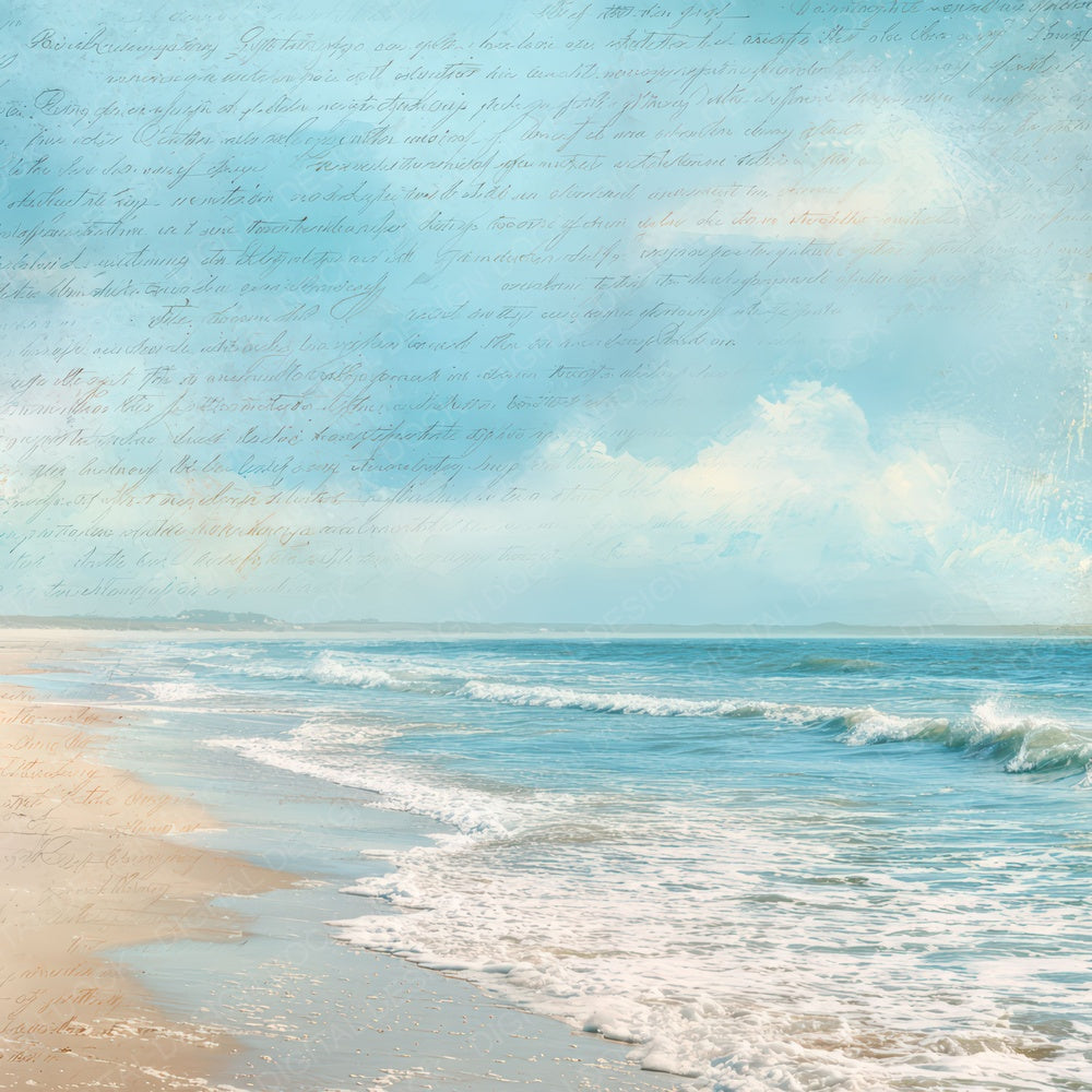Vintage Bright Beach Scene Digital Paper Pack (DDD012320)