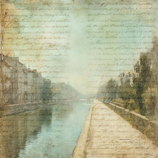 Vintage Canal Walkway Scene Digital Paper Pack (DDD012213)