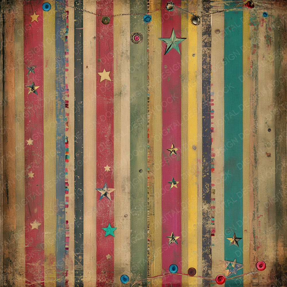 Vintage Circus Cotton Background Digital Paper Pack (DDD004227)