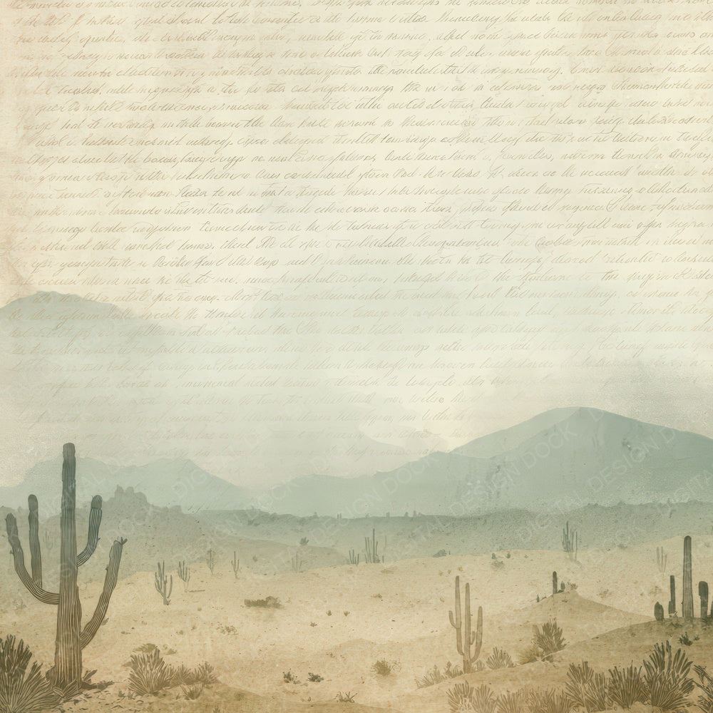 Vintage Desert Cactus Scene Digital Paper Pack (DDD012235)