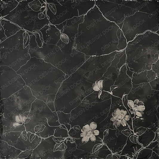 Vintage Digital Paper Aged Floral Chalkboard Digital Paper Pack (DDD004230)