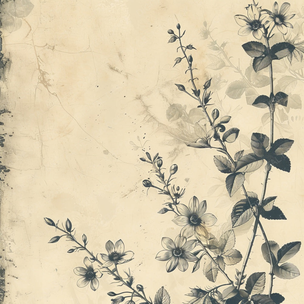 Vintage Digital Paper Black Floral Digital Paper Pack (DDD004238)