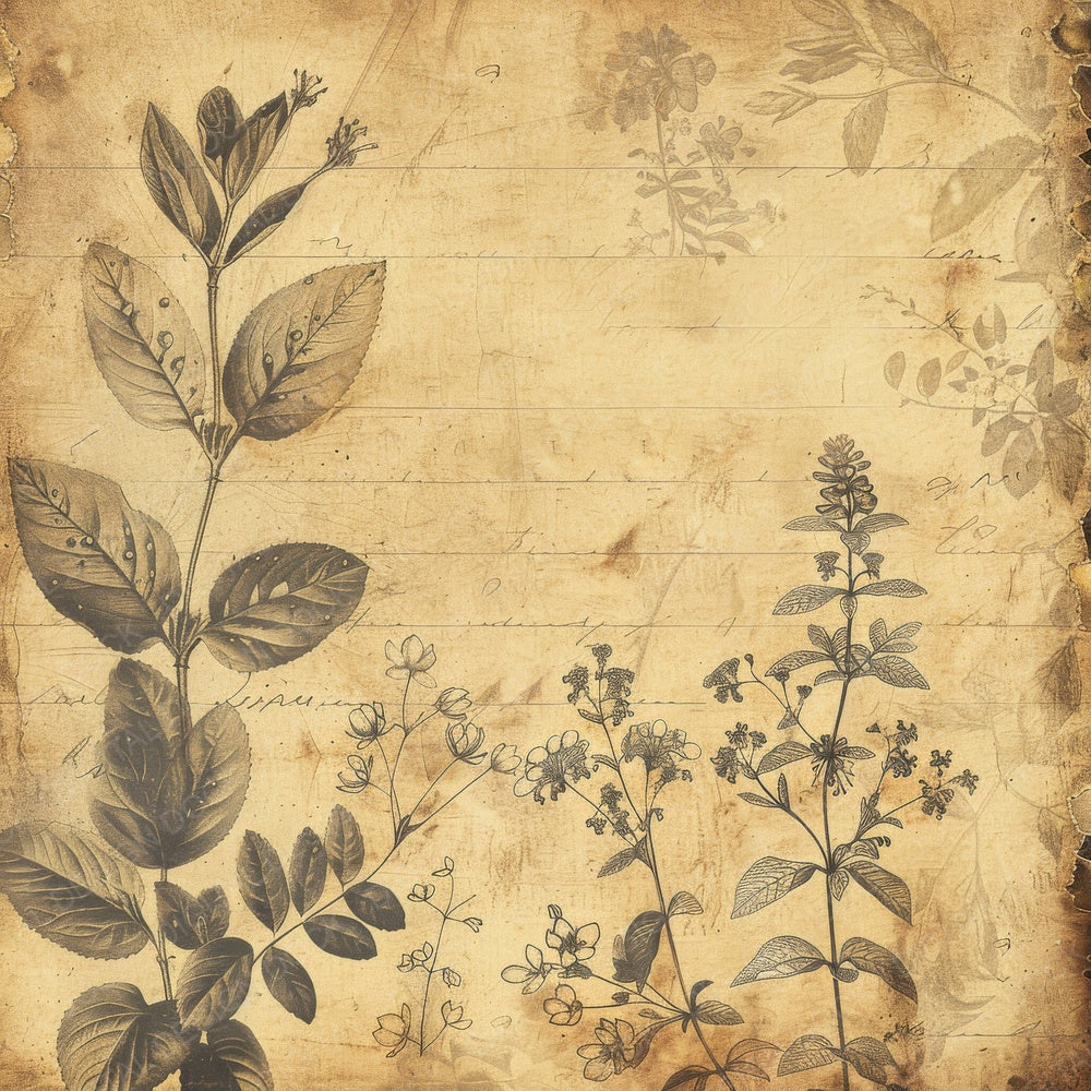 Vintage Digital Paper Botanical Script Digital Paper Pack (DDD004240)