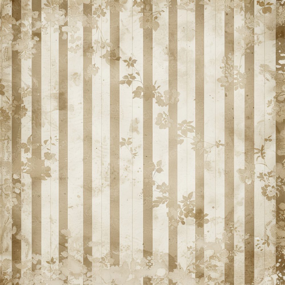 Vintage Digital Paper Cream Floral Stripes Digital Paper Pack (DDD004247)