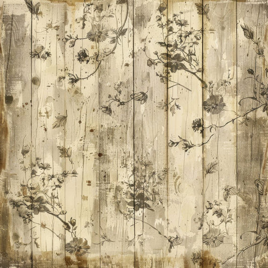 Vintage Digital Paper Floral Pale Woodgrain Digital Paper Pack (DDD004253)