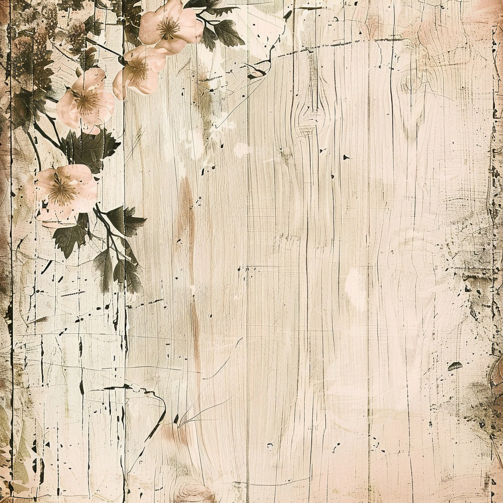 Vintage Digital Paper Floral Pale Woodgrain Digital Paper Pack (DDD004253)