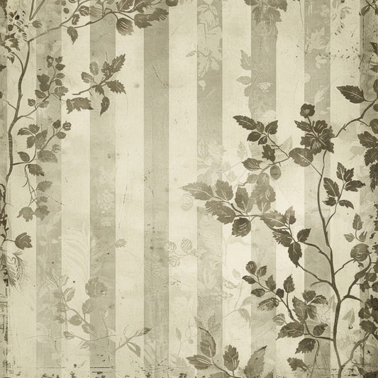 Vintage Digital Paper Light Grey Floral Stripes Digital Paper Pack (DDD004261)