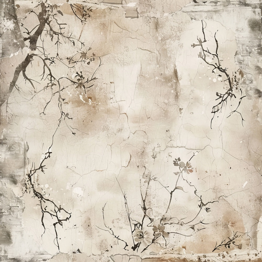 Vintage Digital Paper Muted Cream Floral Canvas Digital Paper Pack (DDD004263)