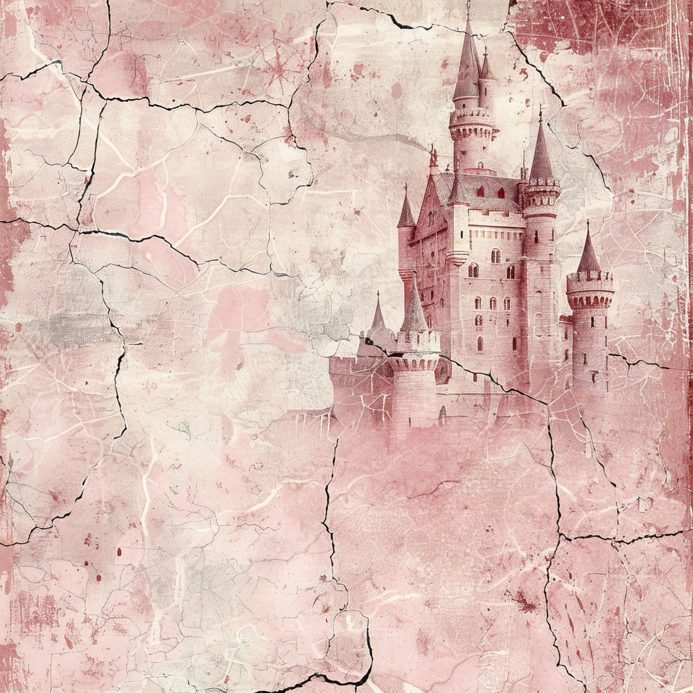 Vintage Digital Paper Pastel Pink Princess Castle Digital Paper Pack (DDD004273)