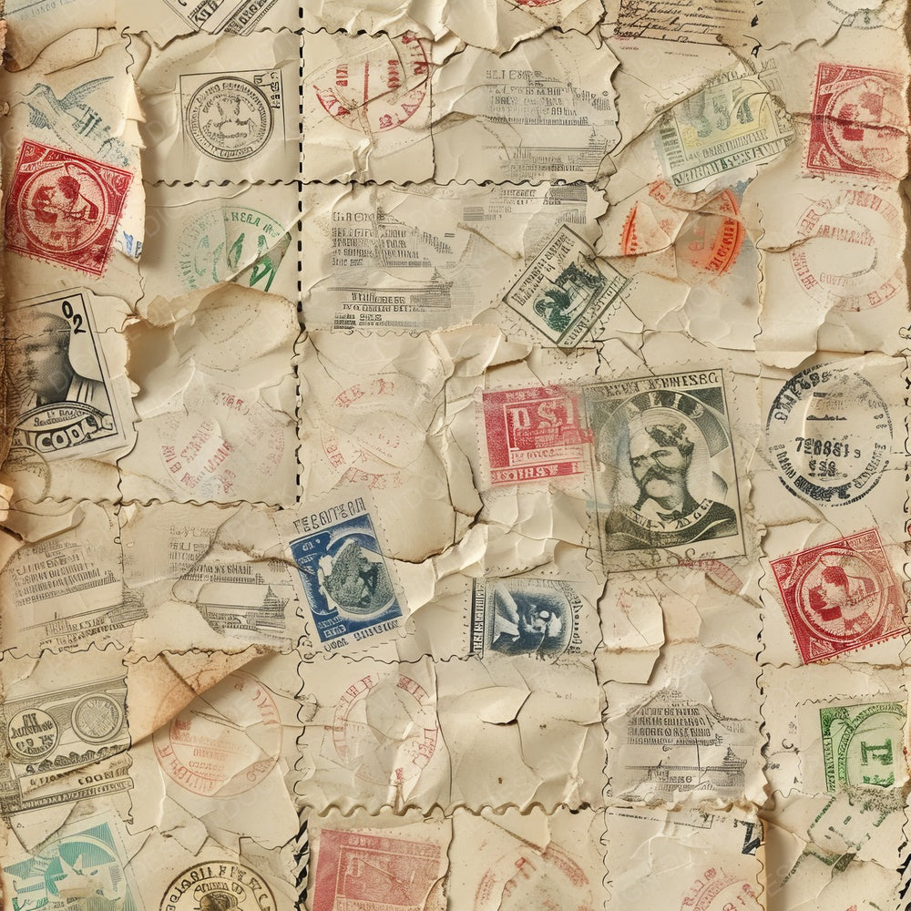 Vintage Digital Paper Postage Stamps Digital Paper Pack (DDD004276)