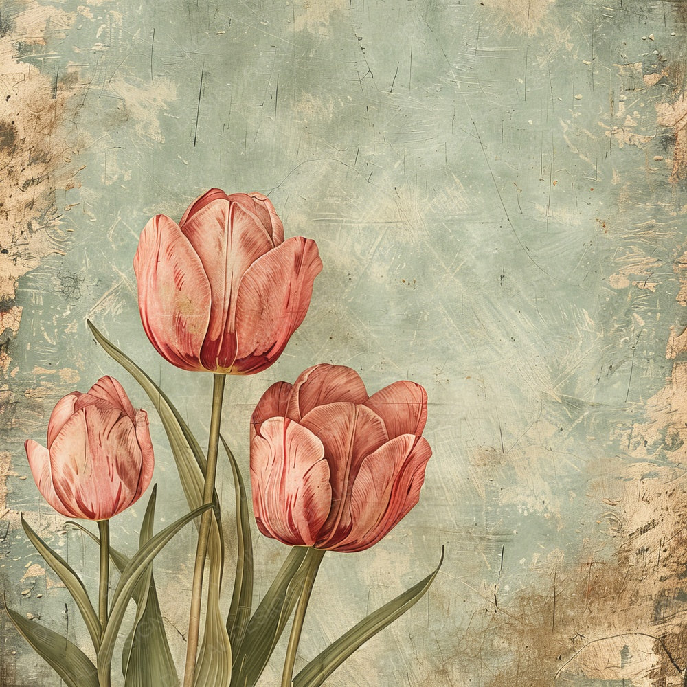 Vintage Digital Paper Rustic Tulip Digital Paper Pack (DDD004280)