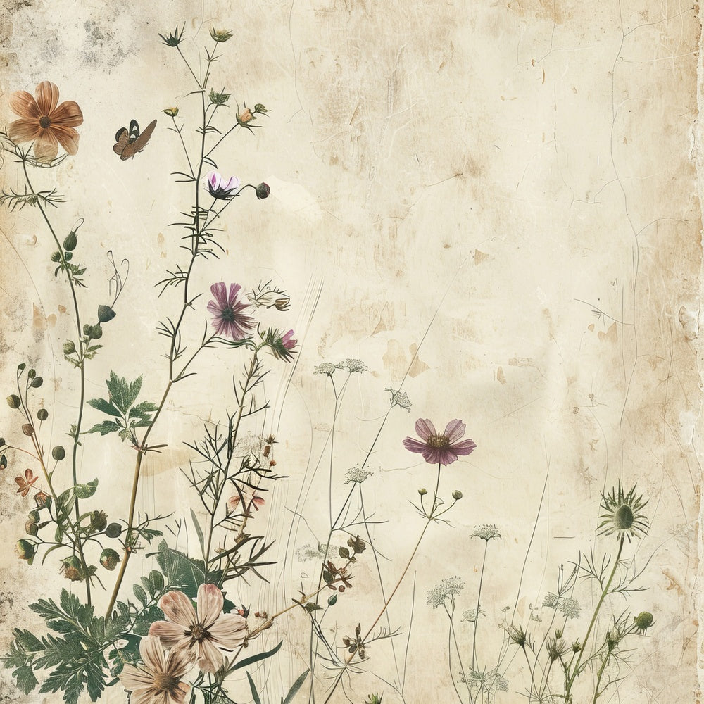 Vintage Digital Paper Wildflowers Digital Paper Pack (DDD004294)