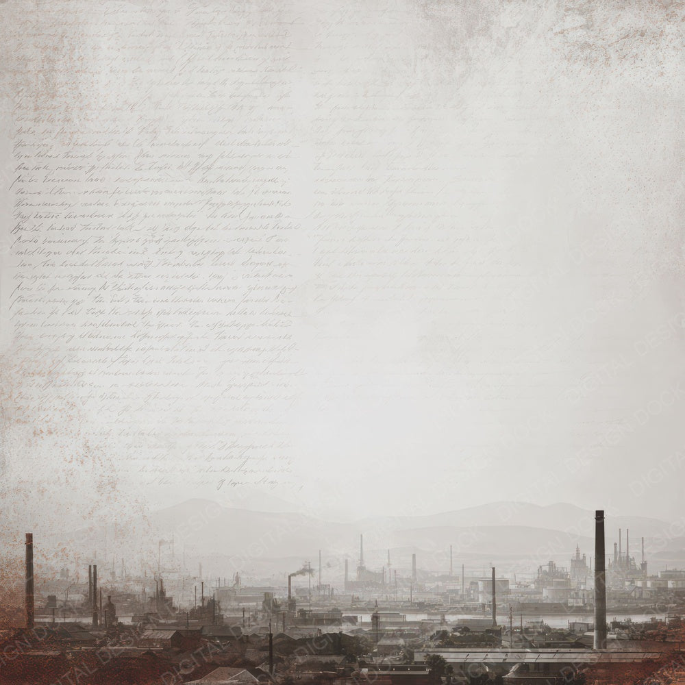 Vintage Factory Skyline Scene Digital Paper Pack (DDD012237)