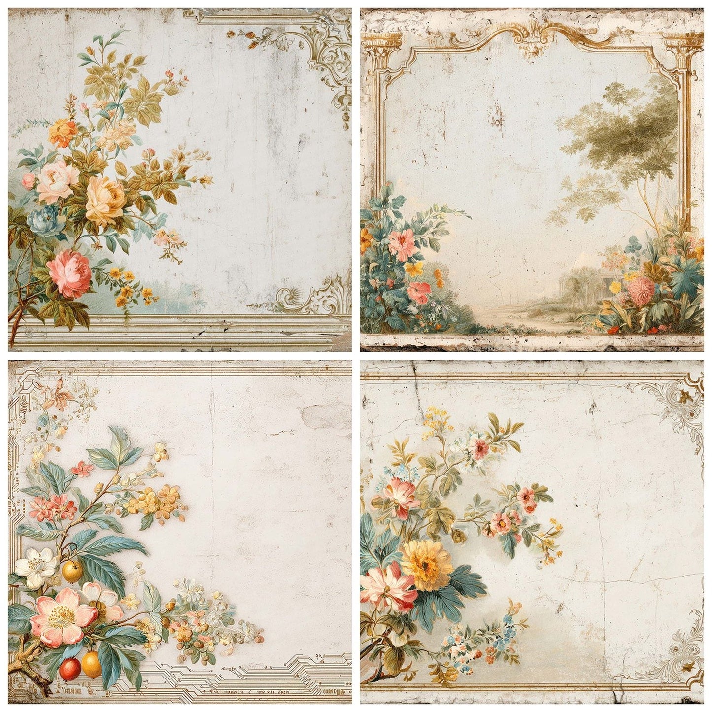 Vintage Floral Frame Digital Paper Pack (DDD004299)