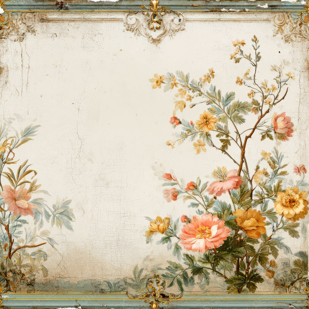 Vintage Floral Frame Digital Paper Pack (DDD004299)