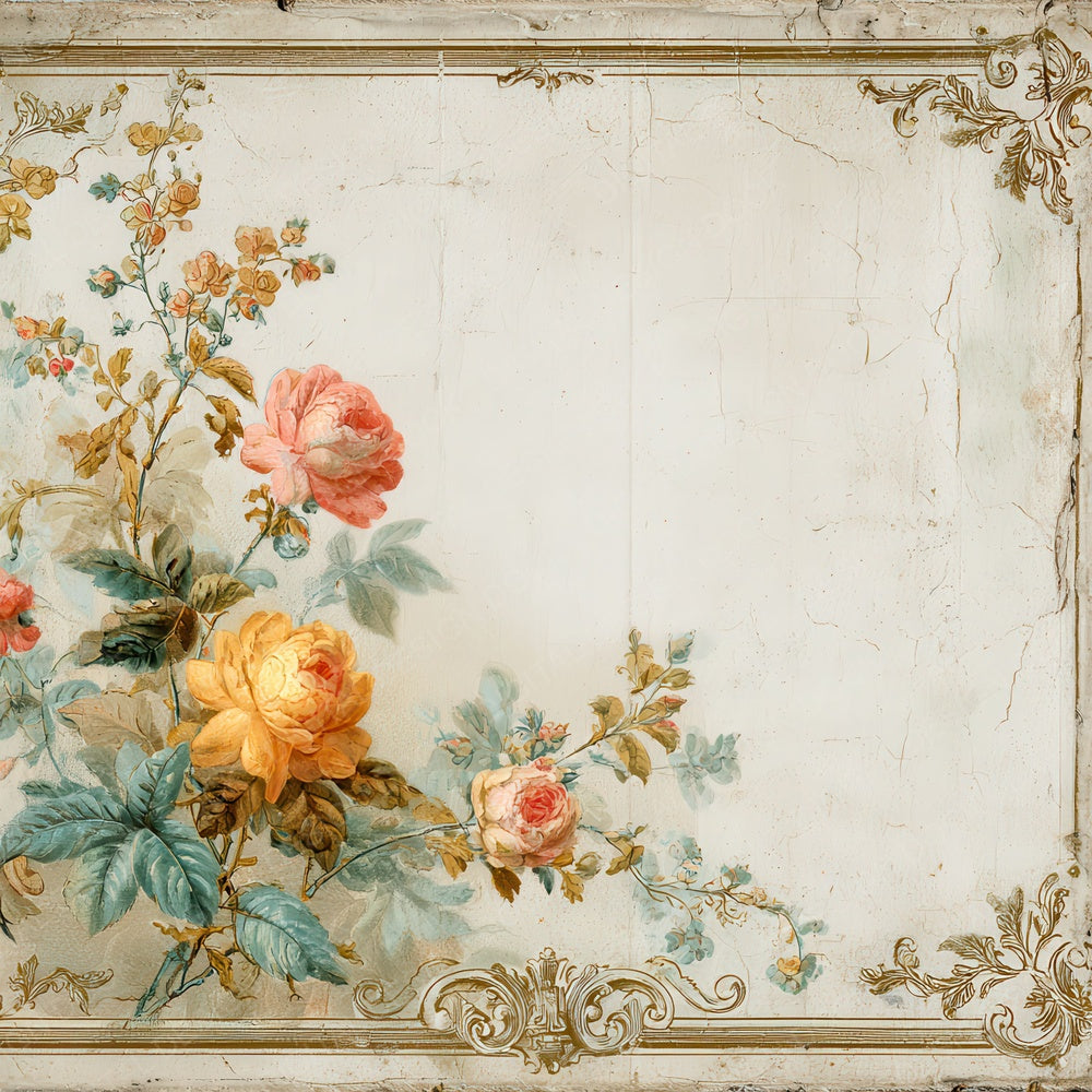 Vintage Floral Frame Digital Paper Pack (DDD004299)