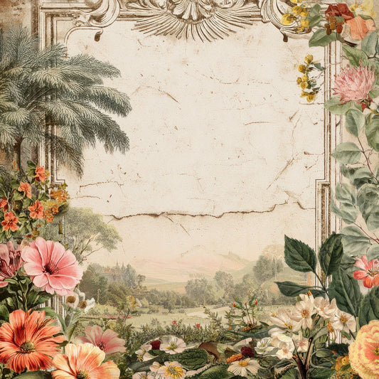 Vintage Floral Notes Frame Digital Paper Pack (DDD004300)