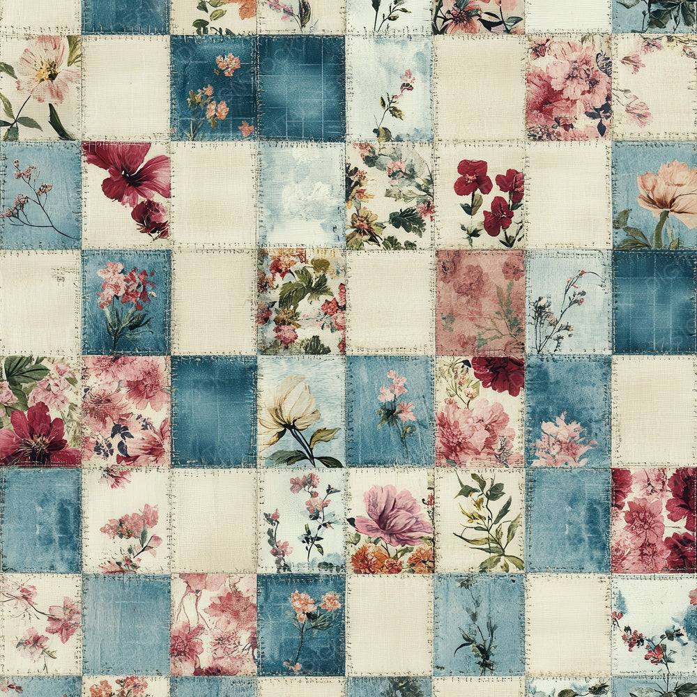 Vintage Floral Quilt Blocks Digital Paper Pack (DDD004301)