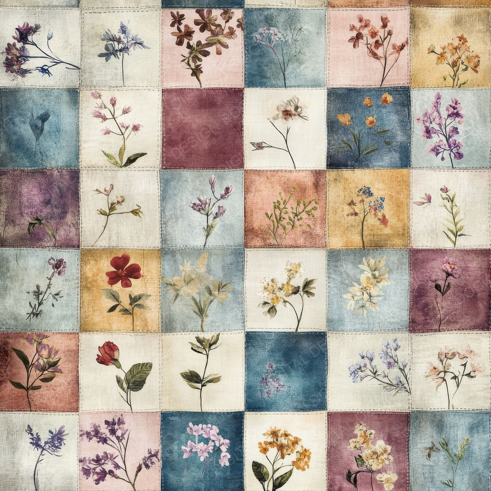 Vintage Floral Quilt Blocks Digital Paper Pack (DDD004301)