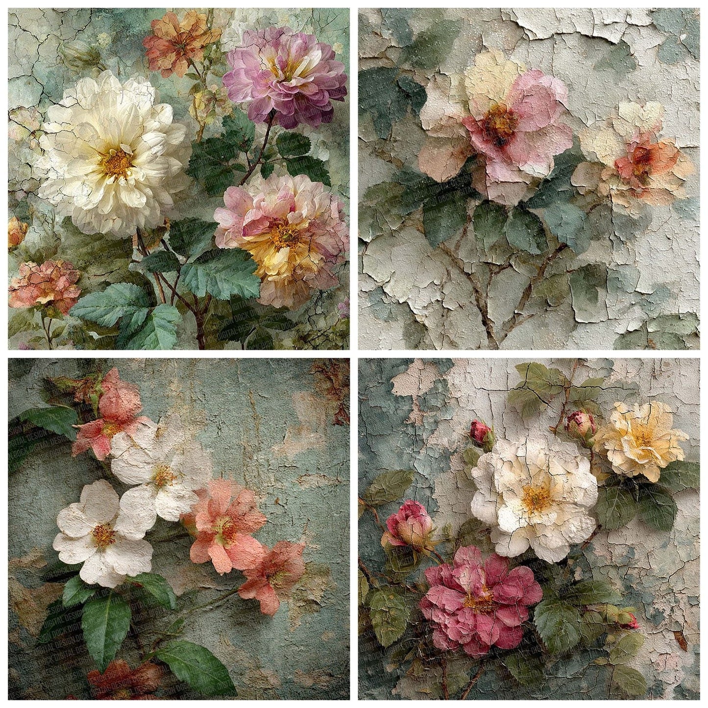 Vintage Floral Wallpaper Digital Paper Pack (DDD004302)