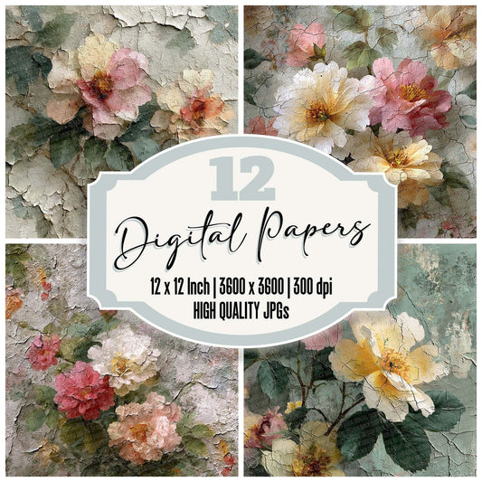 Vintage Floral Wallpaper Digital Paper Pack (DDD004302)