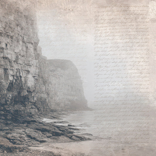 Vintage Foggy Cliff Coast Scene Digital Paper Pack (DDD012191)