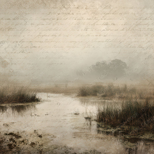 Vintage Foggy Marshland Scene Digital Paper Pack (DDD012321)