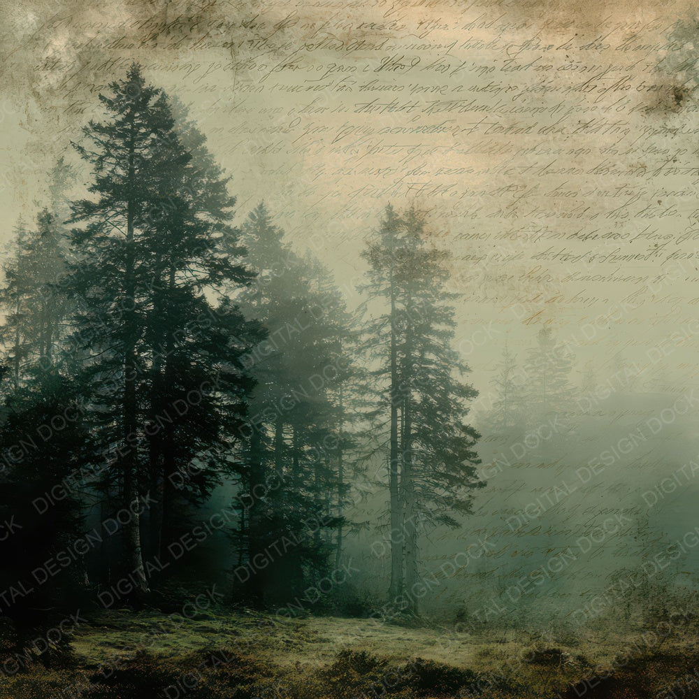 Vintage Forest Clearing Dusk Scene Digital Paper Pack (DDD012322)