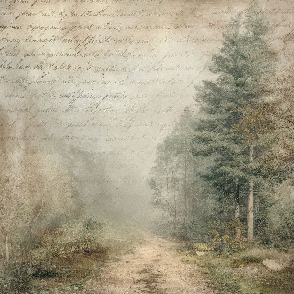 Vintage Forest Path Woodland Scene Digital Paper Pack (DDD008840)