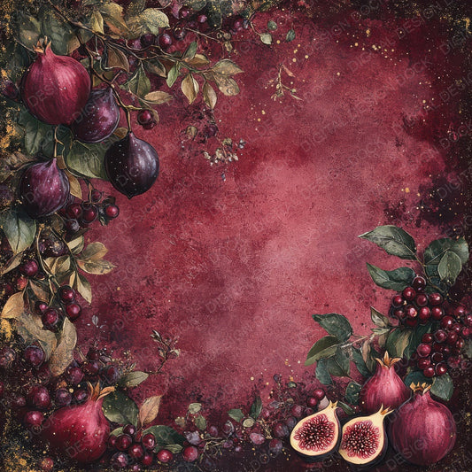 Vintage Fruit Border Digital Paper Pack (DDD004303)