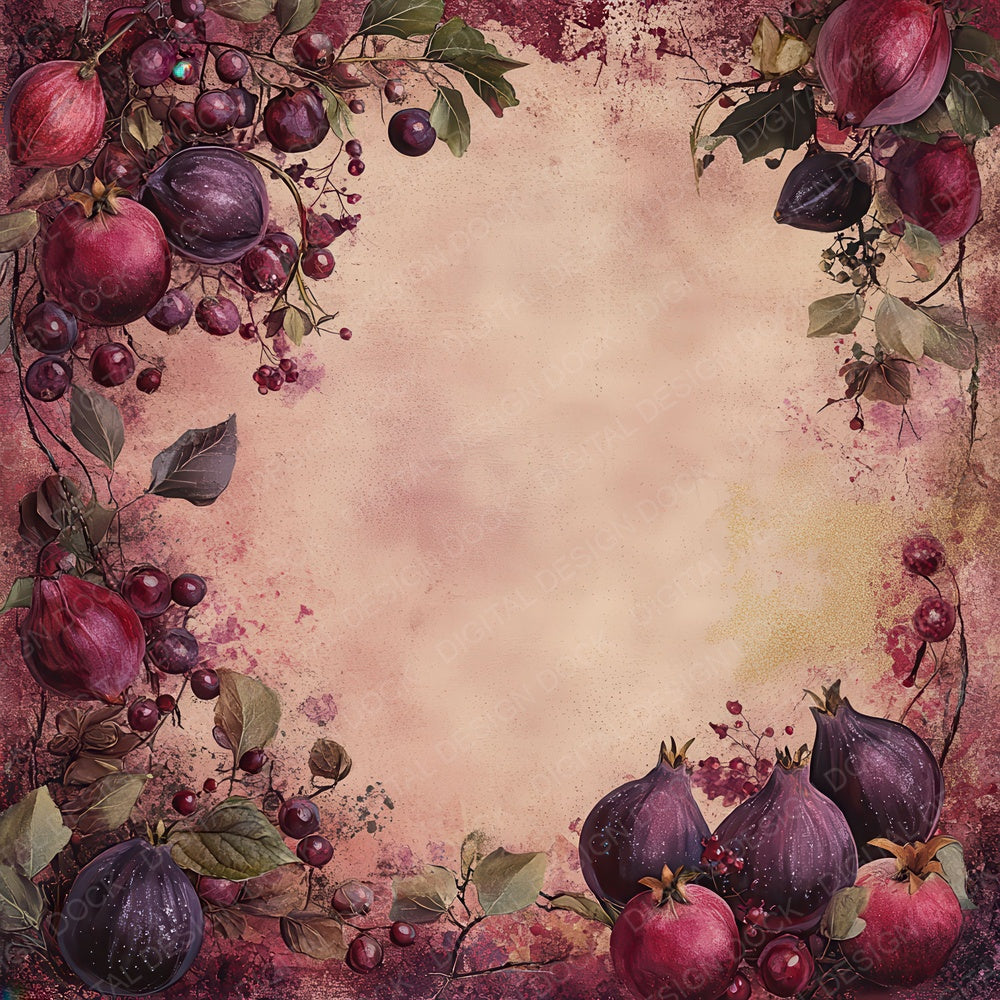 Vintage Fruit Border Digital Paper Pack (DDD004303)