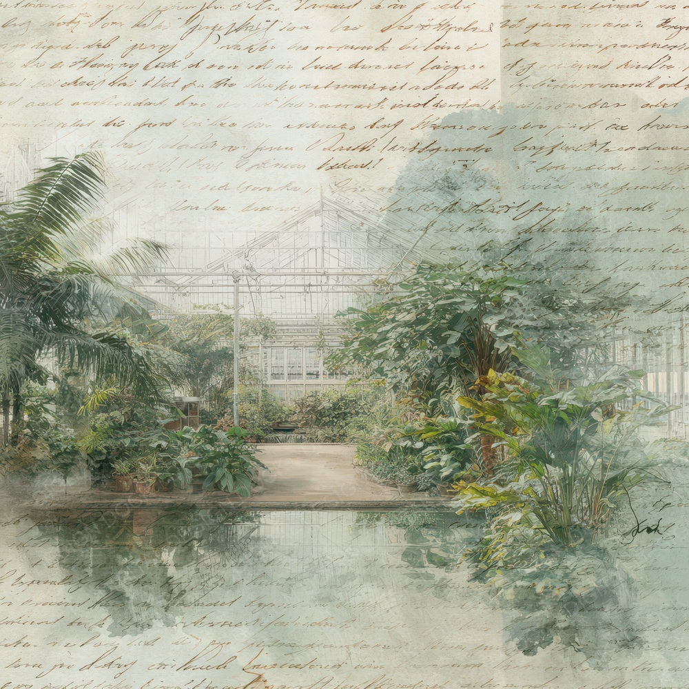 Vintage Greenhouse Interior Scene Digital Paper Pack (DDD008841)