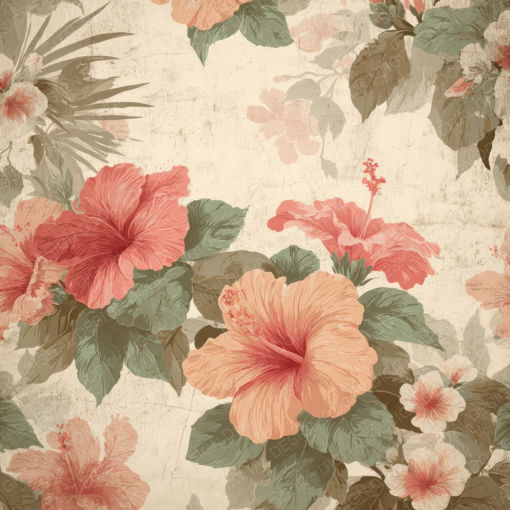Vintage Hibiscus Overlay Digital Paper Pack (DDD008724)