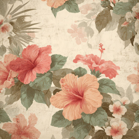 Vintage Hibiscus Overlay Digital Paper Pack (DDD008724)