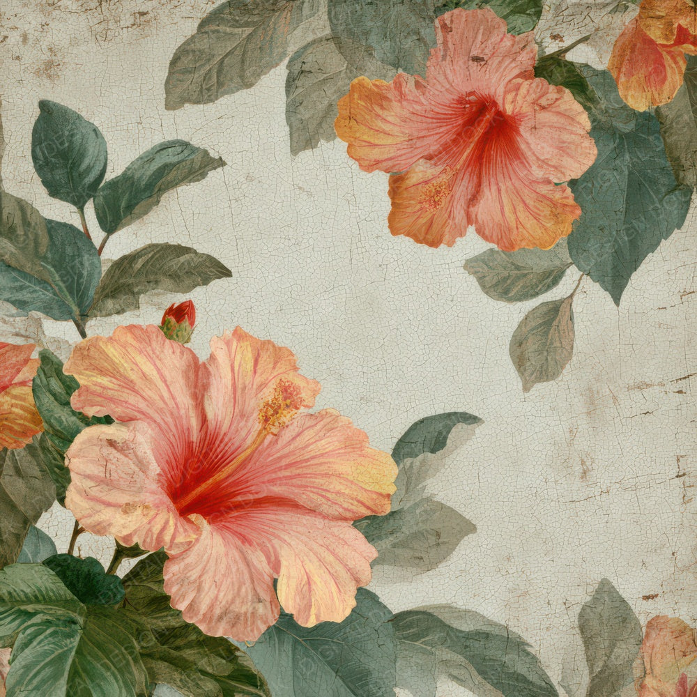 Vintage Hibiscus Overlay Digital Paper Pack (DDD008724)