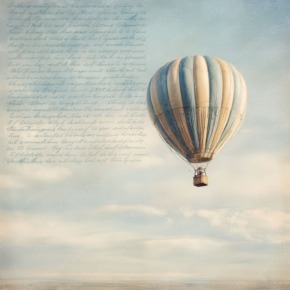 Vintage Hot Air Balloon Sky Scene Digital Paper Pack (DDD008843)