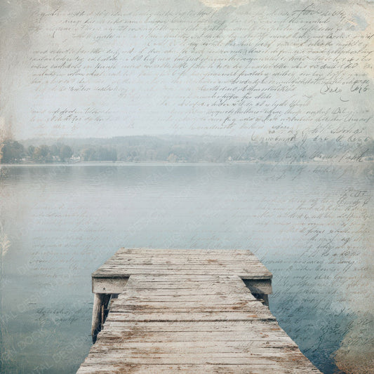 Vintage Lakeside Dock Scene Digital Paper Pack (DDD008844)