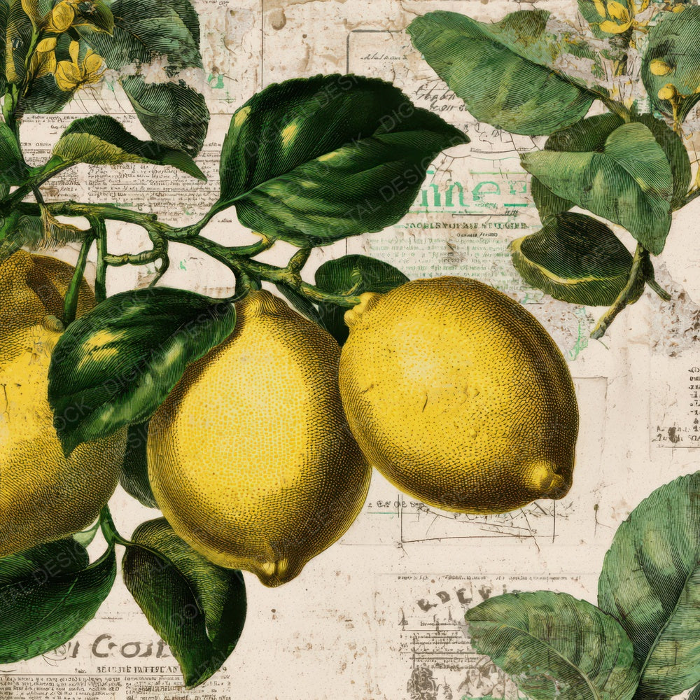 Vintage Lemon Label Digital Paper Pack (DDD008662)