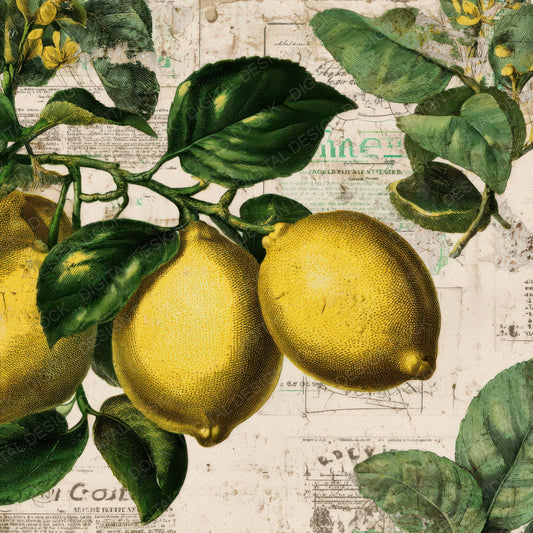 Vintage Lemon Label Digital Paper Pack (DDD008662)
