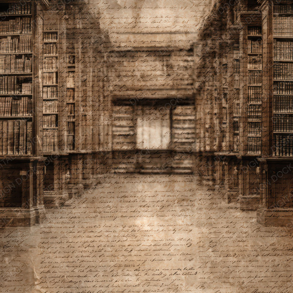 Vintage Library Interior Bookshelves Digital Paper Pack (DDD008845)
