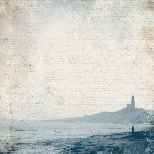 Vintage Lighthouse Coastal Scene Digital Paper Pack (DDD012192)