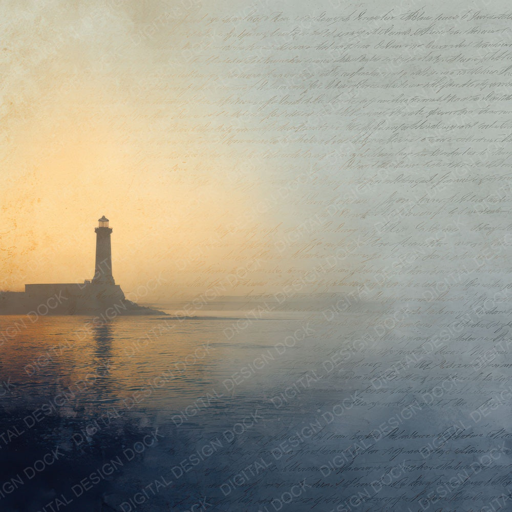 Vintage Lighthouse Dusk Scene Digital Paper Pack (DDD012193)