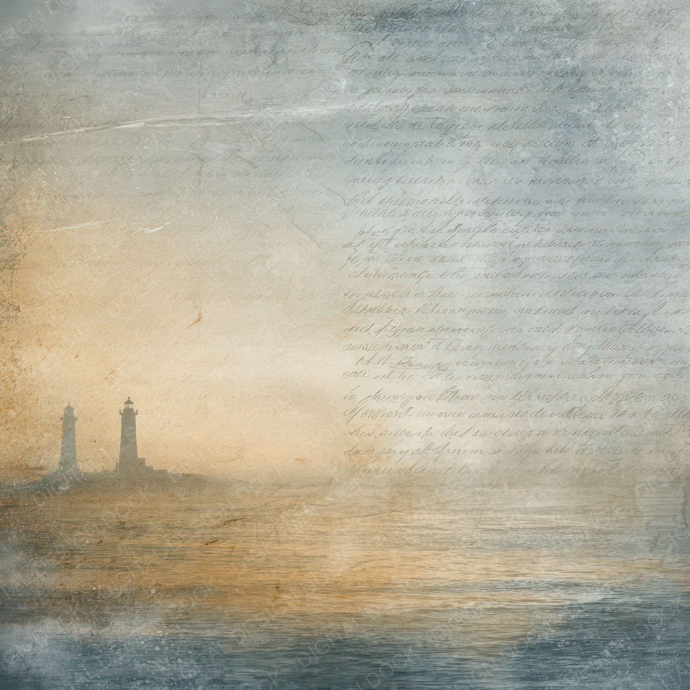 Vintage Lighthouse Dusk Scene Digital Paper Pack (DDD012193)