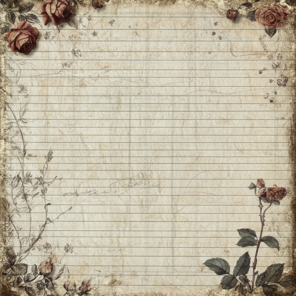 Vintage Lined Roses Digital Paper Pack (DDD004306)
