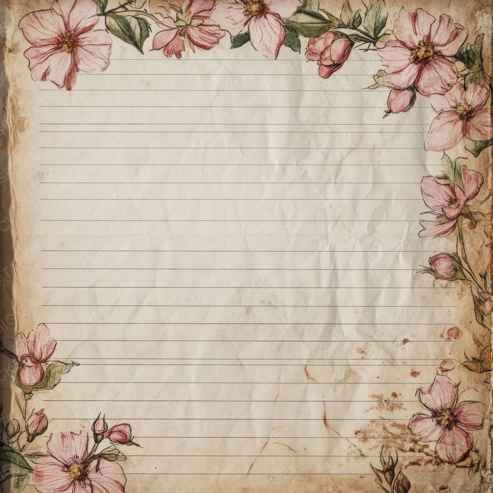 Vintage Lined Roses Digital Paper Pack (DDD004306)