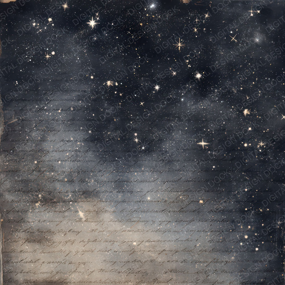 Vintage Night Sky Stars Scene Digital Paper Pack (DDD012195)