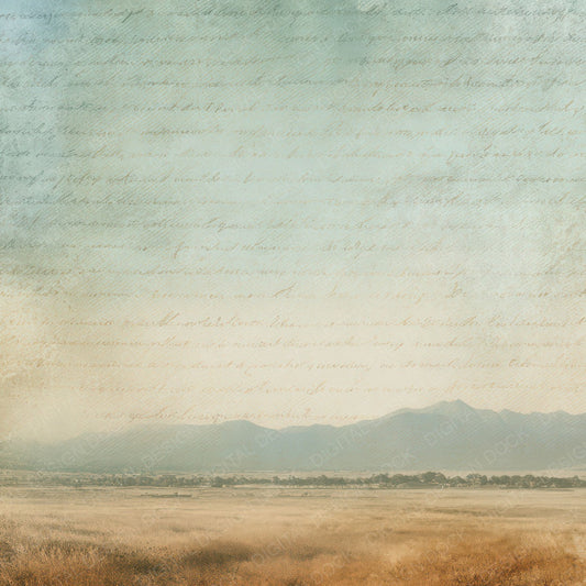 Vintage Open Field Mountain Scene Digital Paper Pack (DDD012219)