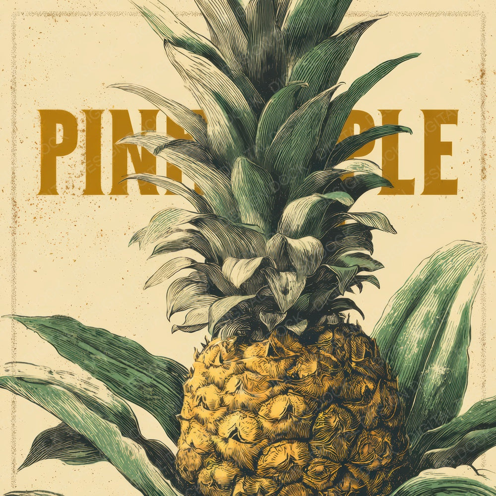 Vintage Pineapple Label Digital Paper Pack (DDD008680)
