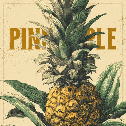 Vintage Pineapple Label Digital Paper Pack (DDD008680)