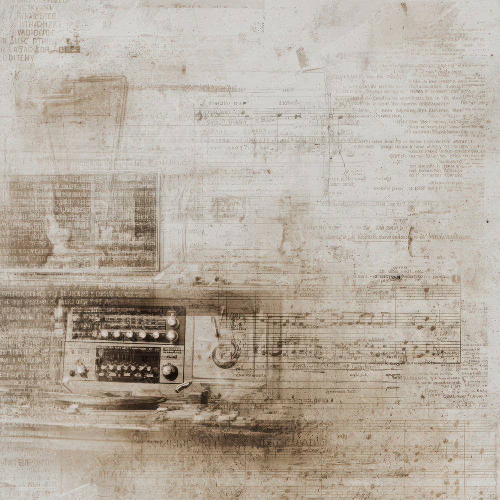Vintage Radio Notes Background Digital Paper Pack (DDD008881)